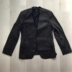 THEORY LINEN BLUE BLAZER JACKET OPEN FRONT LONG SLEEVE 10